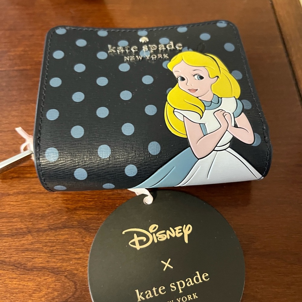 Kate Spade Disney Alice in Wonderland zip around wallet with Id